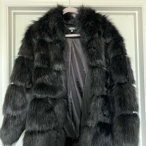 Missguided Black Faux Fur Coat